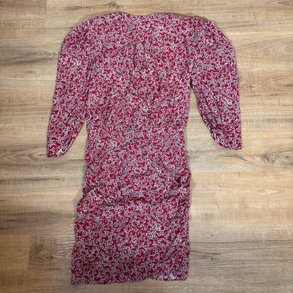 ba&sh Crystal Rouched Mini Dress Red Abstract Print S - Picture 2 of 6